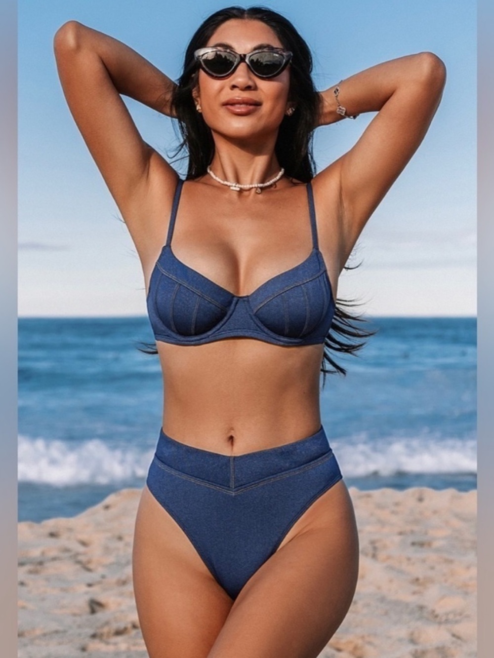 Cupshe Denim Swimsuit- L - Picture 2 of 4
